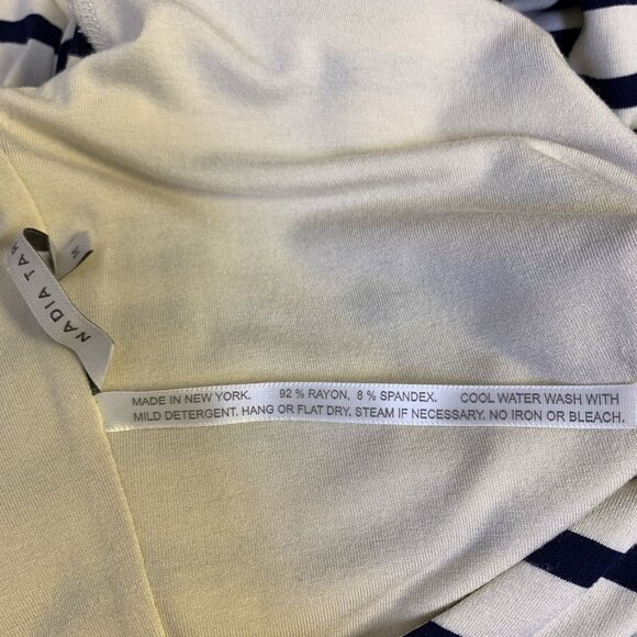 Nadia Tarr Navy & Cream Striped Long Sleeve Midi Dress Size Medium - Picture 6 of 6